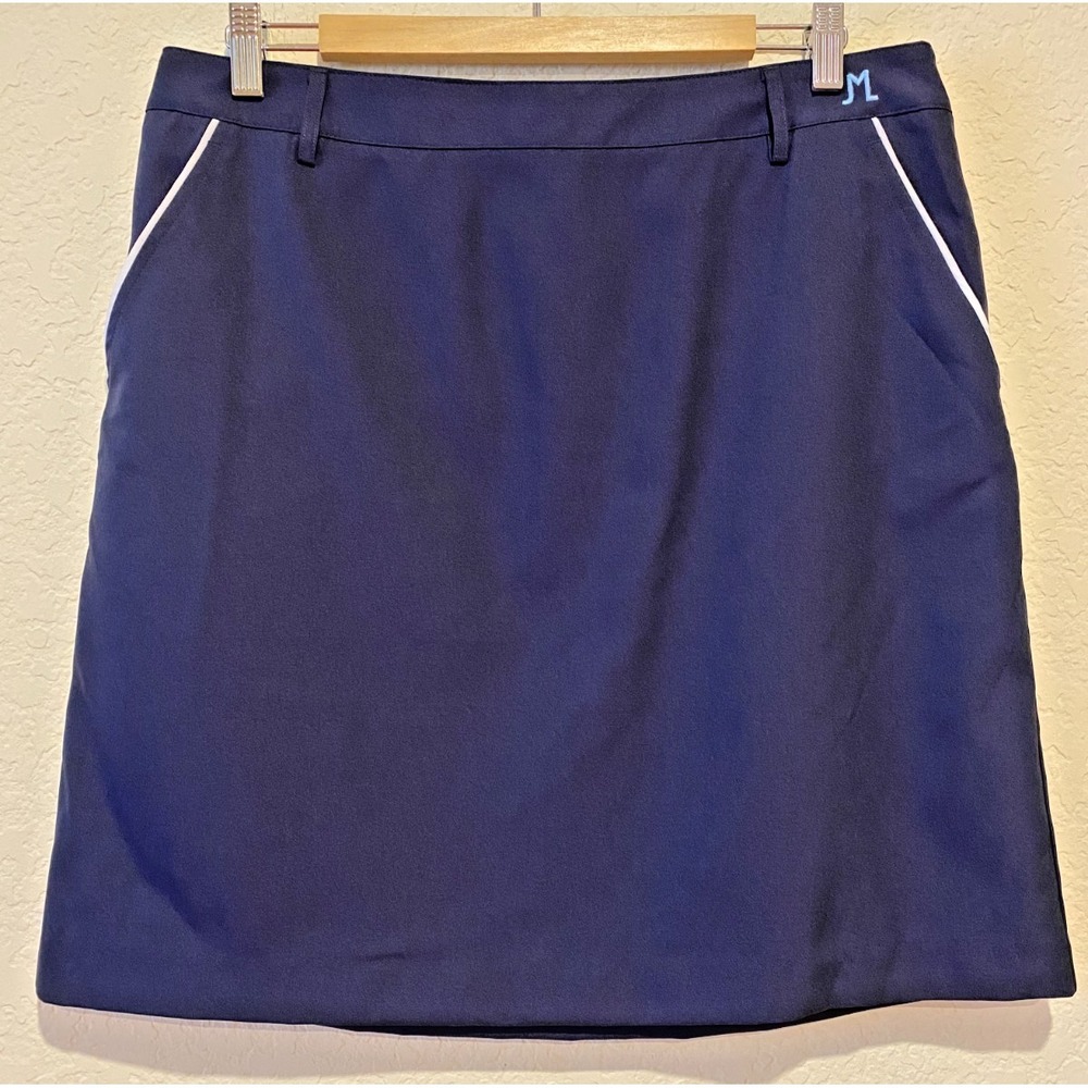 J Mclaughlin Edna Skirt Sz 14 Navy Blue Stretch Pockets Career Preppy Sporty NWT